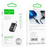 Адаптер HOCO UA17 iP Male to Type-C female USB2.0 adapter Black  - фото № 6