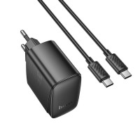 Мережевий зарядний пристрій HOCO CS63A Bright PD65W(1A1C) charger set (C to C)(EU) Black (Колір 7073) - фото № 3