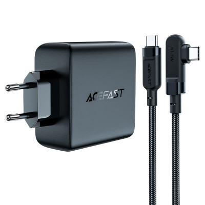 Мережевий зарядный пристрий ACEFAST A37 PD100W GaN (3*CUSB-C+USB-A) комплект зарядного устройства Черный (AFA37B) - изображение 1