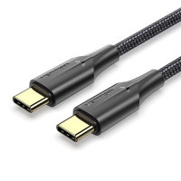 Кабель Vention Nylon Braided USB 2.0 C Male to C Male 3A Cable 2M Black LED Type (TAUBH)