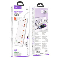 Мережевий подовжувач HOCO  AC14A Rico 5-position socket(PD30W/1C3A) White (Цвет 7068) - фото № 6