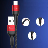 Кабель ESSAGER Fast Charging 5A USB-A to Type C 0.3m red (Колір 7070) - фото № 4