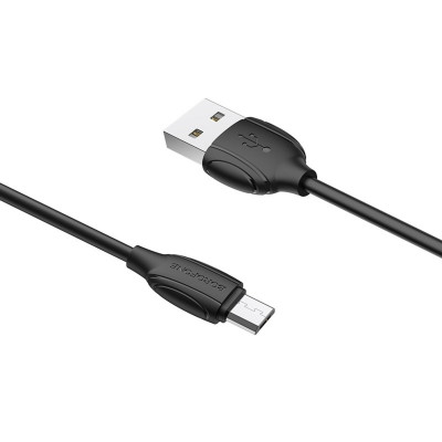 Кабель BOROFONE BX19 USB to Micro 2.4A, 1m, PVC, TPE connectors, Black - изображение 1