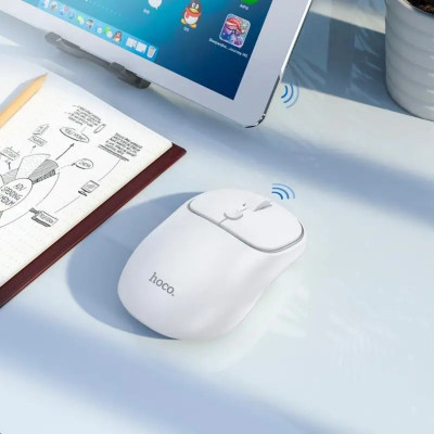 Миша Hoco GM25 Royal dual-mode business wireless mouse Space White - зображення 3
