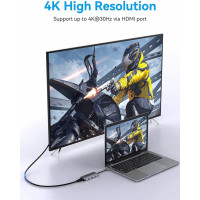 USB-хаб Vention USB-C to HDMI/USB 3.0x3/SD/TF/PD Docking Station Gray 0.15M Aluminum Alloy Type (Цвет Gray) - фото № 6