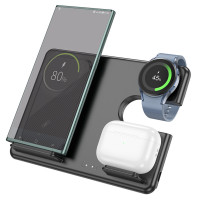 Бездротовий зарядний пристрій HOCO CQ2 Flash folding 3-in-1 wireless fast charger(SAM Watch) Black (Цвет Черный) - фото № 3