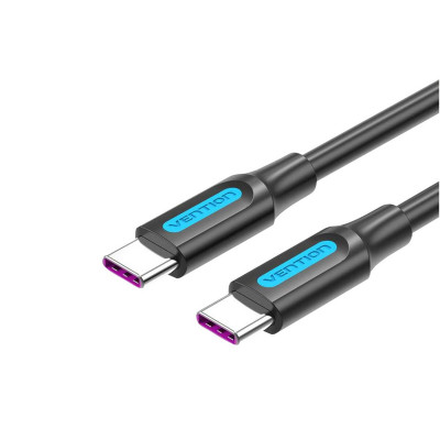 Кабель Vention USB 2.0 C Male to C Male, 5A Кабель 1 м, черный, ПВХ, тип (COTBF) - изображение 1