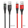 Кабель HOCO U93 USB to iP 2.4A, 1.2m, nylon, aluminum connectors, light indicator, Black (7073)- № 2