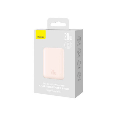 Зовнішній акумулятор Baseus Magnetic Wireless Charging Power bank 6000mAh 20W With Cable Pink - зображення 2