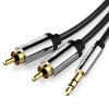 Кабель Vention 3.5mm Male to 2RCA Male Audio Cable 1M Black Metal Type (BCFBF) - зображення 2