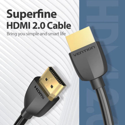 Кабель Тонкий HDMI Vention Slim Portable HDMI 2,0 - 2M. Black - зображення 3