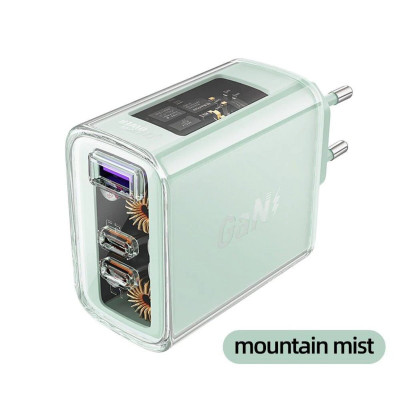 Мережевий зарядний пристрий ACEFAST A45 Sparkling series PD65W GaN (2*USB-C+USB-A) зарядное устройство Mountain Mist (AFA45MM) - изображение 3
