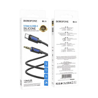Аудіокабель BOROFONE BL20 True sound silicone digital audio conversion cable Type-C Black (Цвет 7073) - фото № 2