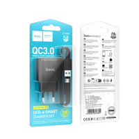 Мережевий зарядний пристрій HOCO C140A Smart single port QC3.0 charger set(Micro)(EU) Black (Цвет 7073) - фото № 2