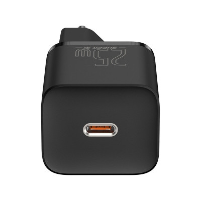 МЗП Baseus Super Si Quick Charger 1C 25W EU Sets Black（With Mini White Cable Type-C to Type-C 3A 1m Black） - изображение 3