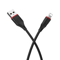 Кабель BOROFONE BX17 USB to iP 2A, 1m, PVC, TPE connectors, Black (Колір 7073) - фото № 2