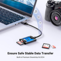 Картрідер UGREEN CM401 USB-A to SD/TF Memory Card Reader Alu Case(UGR-80887) (Колір Metal Gray) - фото № 7