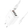Мережевий зарядний пристрій HOCO C102A Fuerza QC3.0 four-port charger set(iP) 18W White (6931474777720) - зображення 4