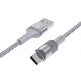 Кабель BOROFONE BX21 USB to Type-C 3A, 1m, nylon, aluminum connectors, Metal Gray