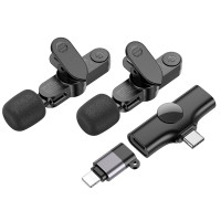 Бездротова мікрофонна система BOROFONE BFK12 Trophy lavalier wireless digital microphone(iP/Type-C) Black (Колір 7073) - фото № 3