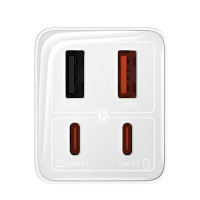 Мережевий зарядний пристрій Baseus GaN6 Pro Fast Charger 2C+2U 65W  EU Moon White((With:Mini White Cable Type-C to Type-C 100W(20V/5A) 1m White） (Колір Moon-White) - фото № 6