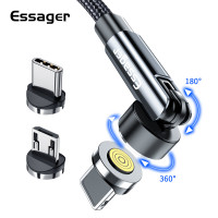 Кабель Essager Universal 540 Ratate 3A Magnetic USB Charging Cable Lightning 1m grey (EXCCXL-WX0G) (Цвет Серыйм) - фото № 2
