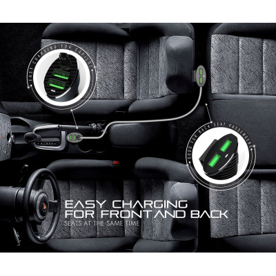 Автомобільний зарядний пристрій CHAROME C7 4-Port Front and Back Seat Car Charger Black (6974324910212) - зображення 4