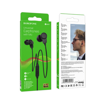 Навушники BOROFONE BM64 Goalant universal earphones with mic Black - изображение 4