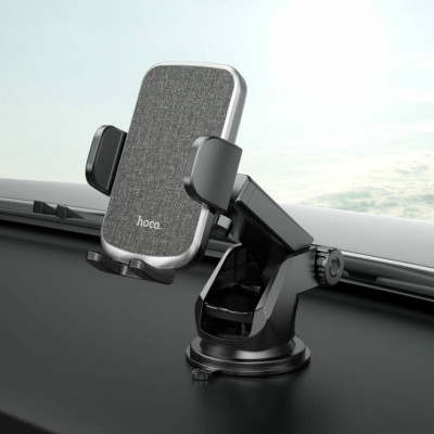 Тримач для мобільного HOCO CA95 Polaris push-type telescopic suction cup car holder Black - изображение 4