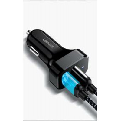 АЗП Usams Travel Car Charger Kit King Tu Series (IP-кабель U35, 1 м + автомобильное зарядное устройство C13 с двумя USB-портами), черный (NTU35LC13TZ) - изображение 2