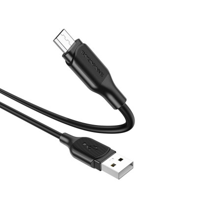 Кабель BOROFONE BX42 USB to Micro 2.4A, 1м, силикон, разъемы TPE, Черный (BX42MB) - изображение 2