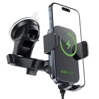 Автотримач для телефона з БЗП ACEFAST D53 wireless charging car holder with electric clamp for dashboard Black (Цвет Black) - фото № 3