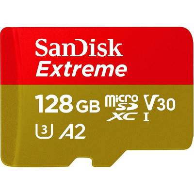 microSDXC (UHS-1 U3) SanDisk Extreme 128Gb class 10  A2 V30 (R160MB/s, W90MB/s) - изображение 1