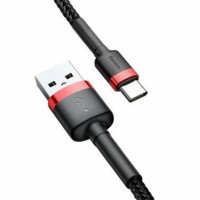 Кабель Baseus Cafule Cable USB For Type-C 3A 2m Red+Black (Колір Black-Red) - фото № 2