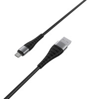 Кабель BOROFONE BX32 USB to Micro 2.4A, 1m, nylon, aluminum+TPE connectors, Black (Колір 7073), Атикул k12847 |  купить на VILKI.NET - фото № 1