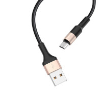 Кабель HOCO X26 Xpress charging data cable for Micro Black＆Gold
