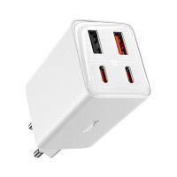 Мережевий зарядний пристрій Baseus GaN6 Pro Fast Charger 2C+2U 65W  EU Moon White((With:Mini White Cable Type-C to Type-C 100W(20V/5A) 1m White）