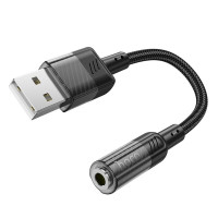 Аудiокабель HOCO LS37 Spirit transparent external sound card USB to 3.5mm Black (Цвет Черный) - фото № 2