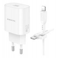 Мережевий зарядний пристрій BOROFONE BA82A Platinum single port PD25W charger set (C to iP) (EU) White (Колір Білий) - фото № 4
