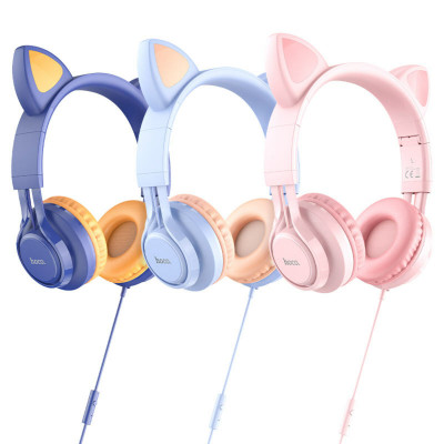 Навушники HOCO W36 Cat ear headphones with mic Pink - изображение 3