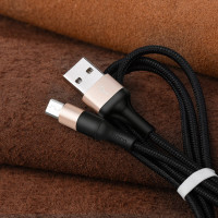 Кабель HOCO X26 Xpress charging data cable for Micro Black＆Gold (Цвет Черный) - фото № 3