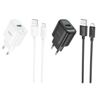 Мережевий зарядний пристрій HOCO C140A Smart single port QC3.0 charger set(Micro)(EU) Black (Цвет 7073) - фото № 5