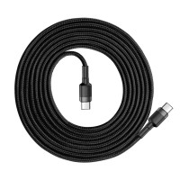 Кабель Baseus Cafule PD2.0 60W flash charging USB cableType-C-Type-C (20V 3A)2M Gray+Black (Цвет Black-Gray) - фото № 2