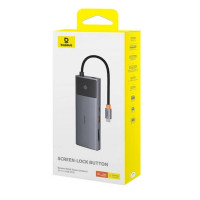USB-хаб Baseus Metal Gleam Series II 10-in-1 USB HUB Cosmic Black(USB-C to 1*HDMI4K@120Hz+1*HDMI4K@60Hz+1*USB-A(10Gbps)+1*USB-C(10Gbps)+2*USB-A(480Mbp (Колір Space Gray) - фото № 2