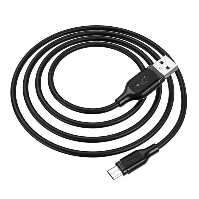 Кабель BOROFONE BX42 USB to Micro 2.4A, 1м, силикон, разъемы TPE, Черный (BX42MB) - изображение 1