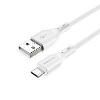 Кабель BOROFONE BX66 Wide way silicone charging data cable for Micro White