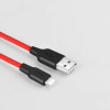 Кабель HOCO X21 Plus USB to iP 2.4A, 2м, силікон, силіконові роз'єми, Black+Red (6931474713797) - зображення 4