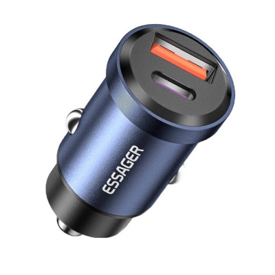 Автомобильное зарядное устройство Essager Gyrscope Mini 45 Вт USB-A + Type-C синее (ECCAC45-TL03-Z) (ECCAC45-TL03-Z) - изображение 1
