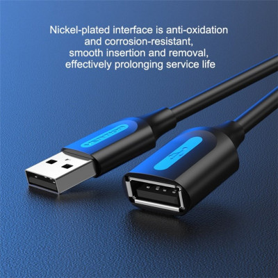 Кабель Vention USB 2.0 A Male to A Female Extension Cable 1M black PVC Type (CBIBF) - зображення 5