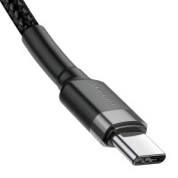 Кабель Baseus Cafule PD2.0 60W flash charging USB Type-C-Type-C (20V 3A)1M Grey+Black (Колір Черный) - фото № 3